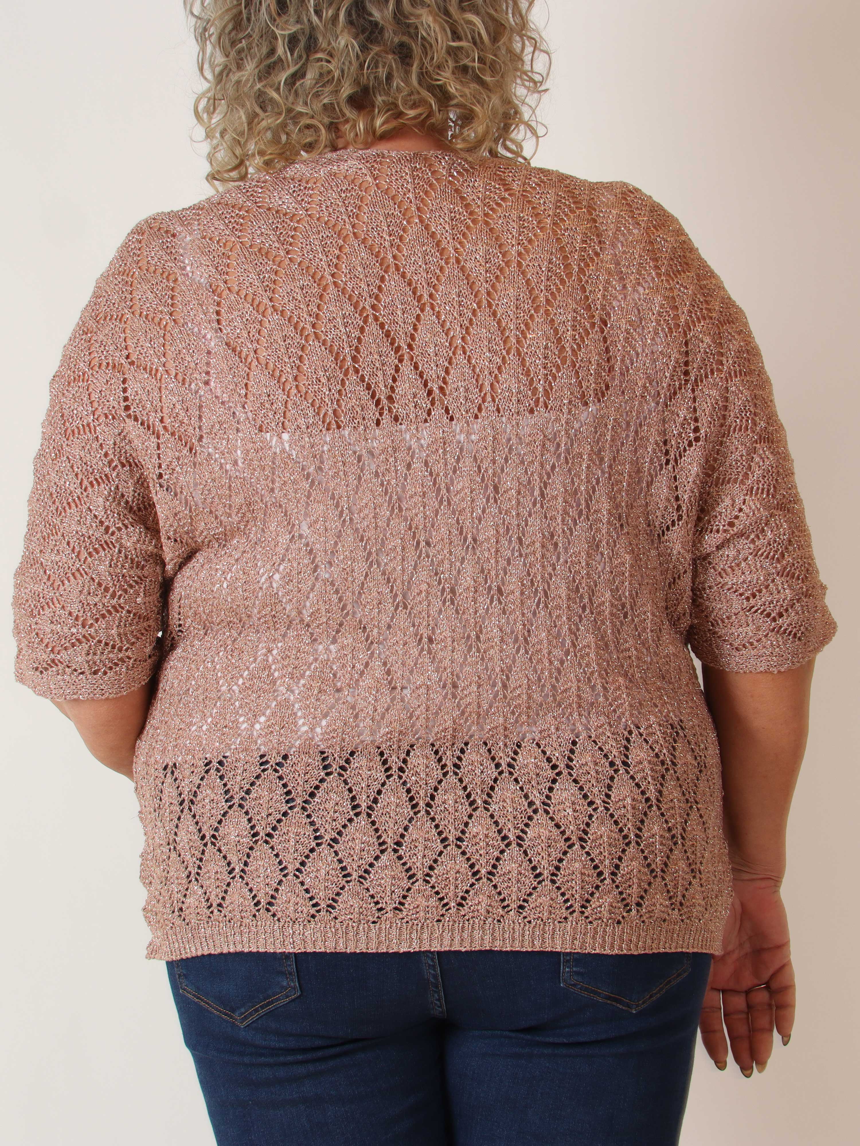 Selena - Söt virkad stickad tröja i plusstorlek med glittertrådar